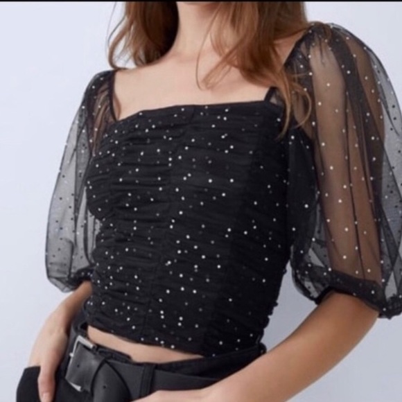 Zara Tops - Zara new with tags black sparkly shirt